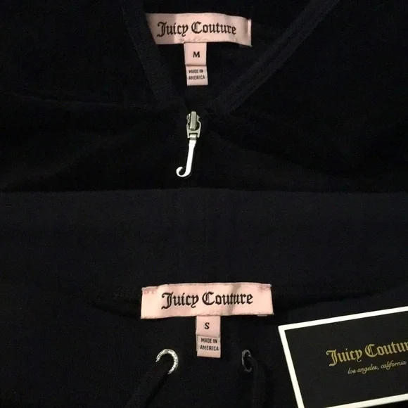 ASO NWT Y2K✨Juicy Couture Vintage USA🇺🇸Black Velour Tracksuit M Jacket/Sm Pant - Picture 9 of 13